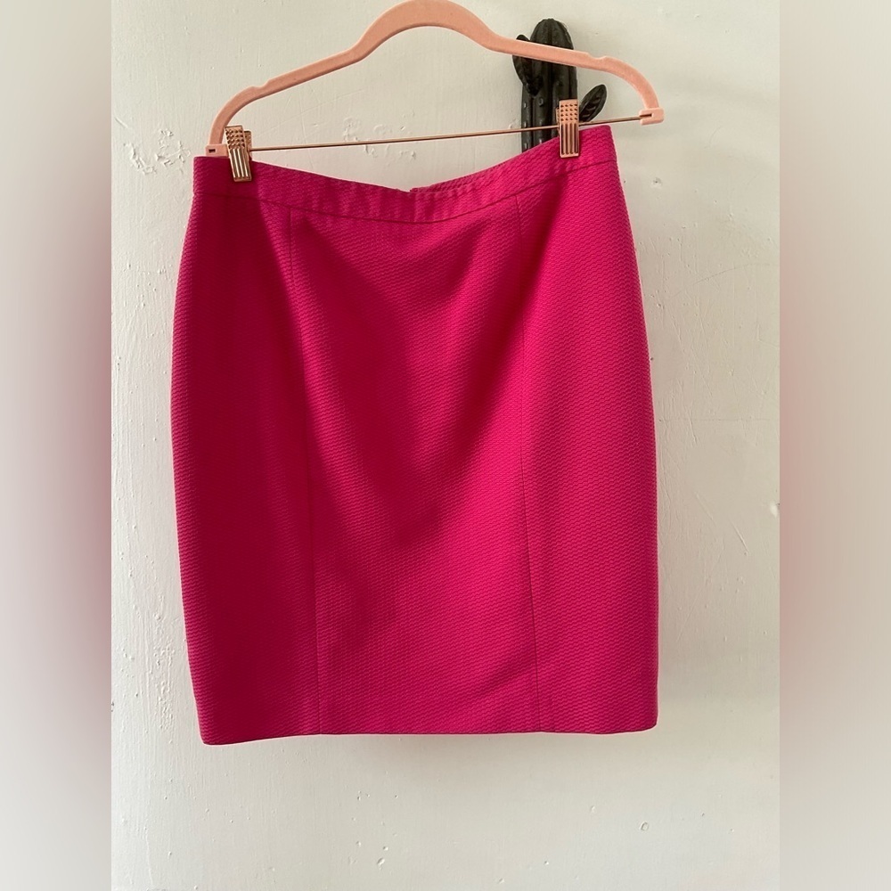Pink Tartan Pencil Skirt in Hot Pink